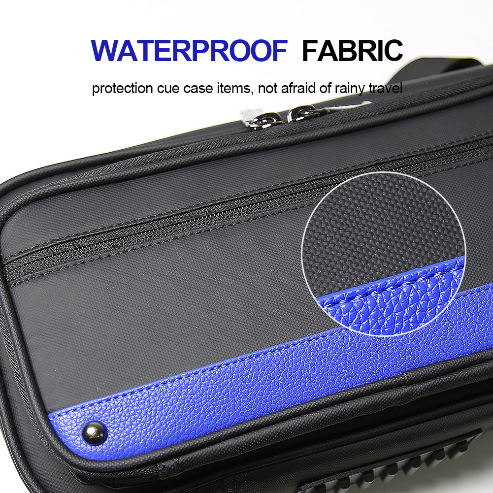 - TROUFY 8-Hole Pool Cue Case - Holds 4 Shafts & 4 Butts, PU Leather Waterproof Billiard Cue Bag (Yellow/Black/Blue)