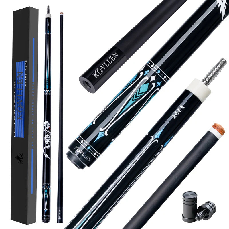 KONLLEN LW Series Carbon Fiber Pool Cue Stick Professional Cues (Full Carbon Technology Low Deflection Billiard Cue Stick,12.5mm,147cm)