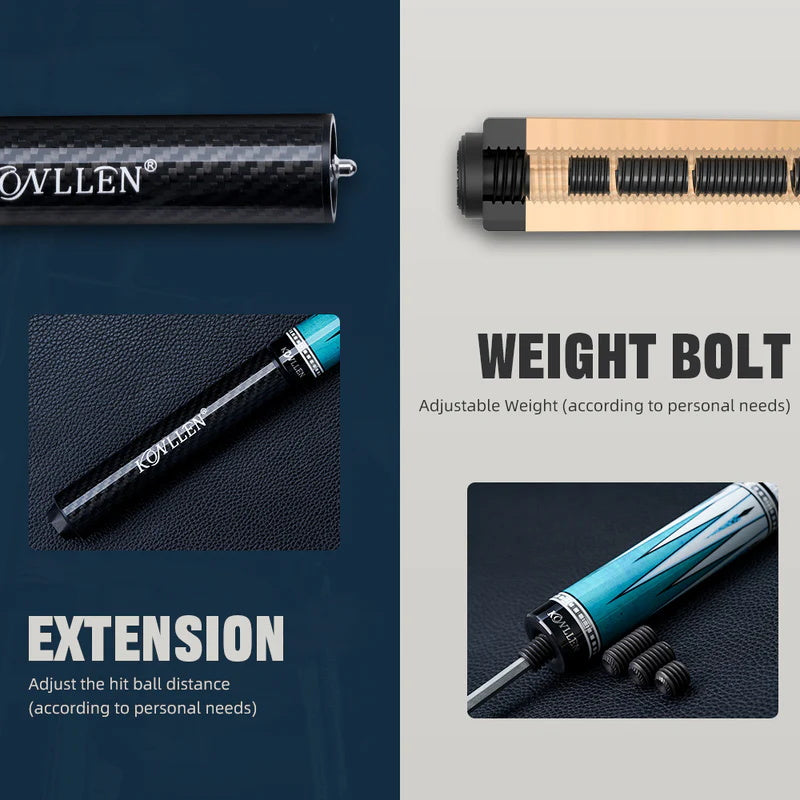 Konllen Spectra Series – Glacier White / Lake Blue Pool Cue – AK-05F