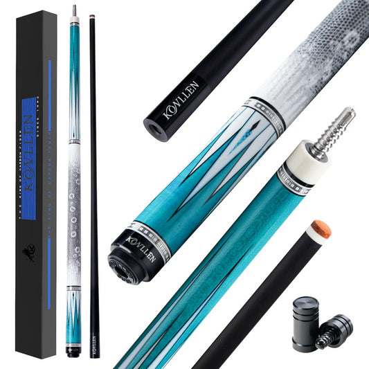 Konllen Spectra Series – Glacier White / Lake Blue Pool Cue – AK-05F