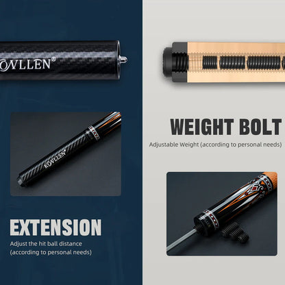 Konllen Kaleidoscope Series – Ember / No Wrap Pool Cue – AK-15F