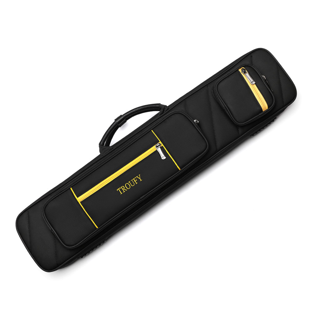 TROUFY High Capacity 4x4 Pool Cue Case with Backpack Straps for 4 Butts 8 Shafts