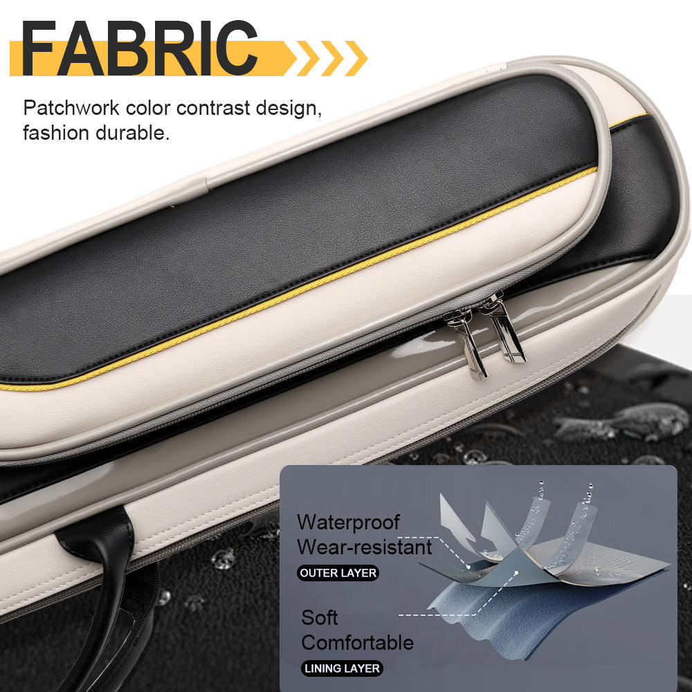 TROUFY 7-Hole Pool Cue Case - Holds 3 Butts & 4 Shafts, Premium PU Leather, Red/Blue/Gray