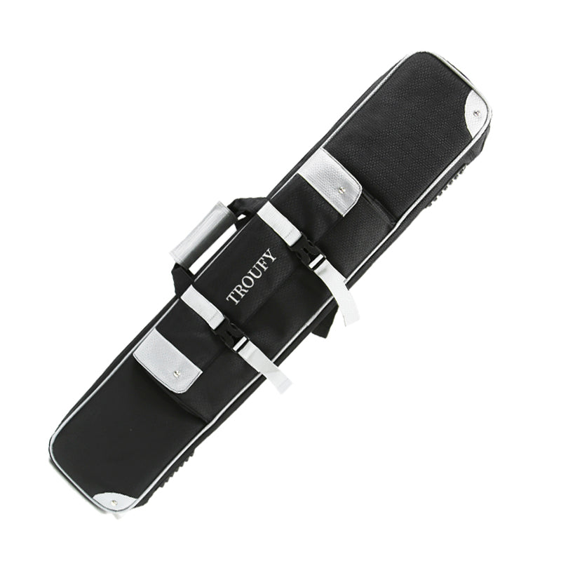 TROUFY 9-Hole Pool Cue Case - Holds 4 Butts & 5 Shafts, Color Block Design (Blue/Black/Gray), Front Accessory Pocket