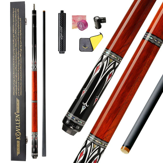 KONLLEN Carbon Fiber All Inlay Pool Cue Stick Leather Wrapless Black Technology Low Deflection Billiard,10.5，11.5，12.5mm,147cmAK-AS-1F