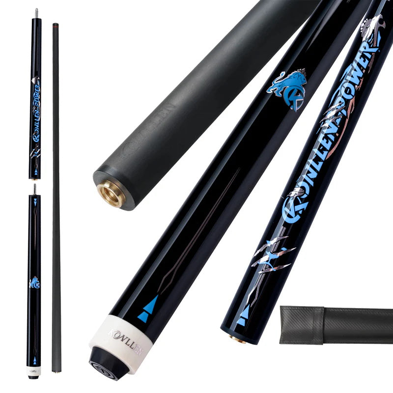 KONLLEN Break&Jump Cue Stick Carbon Fiber Technology Punch Cue Jump Cue Billiard Stick 3-Piece 12.9mm Tip
