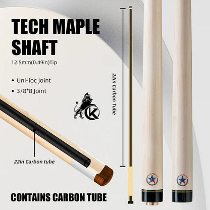 Konllen Maple Shaft for Radial Uniloc Joint 12.5mm with Black Collar and Carbon Tube