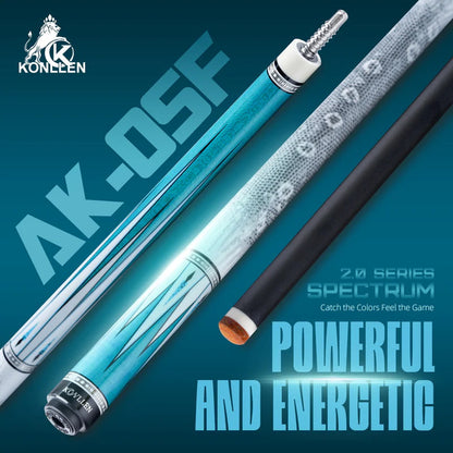 Konllen Spectra Series – Glacier White / Lake Blue Pool Cue – AK-05F