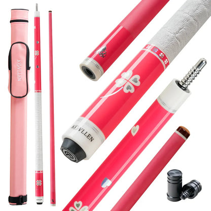 KONLLEN Pink Carbon Fiber Pool Cue Stick for Women KL-Pink-Pro 58" Girlish Lucky Low Deflection Pool Sticks with 12.5mm Tip