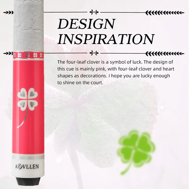 KONLLEN Pink Carbon Fiber Pool Cue Stick for Women KL-Pink-Pro 58" Girlish Lucky Low Deflection Pool Sticks with 12.5mm Tip