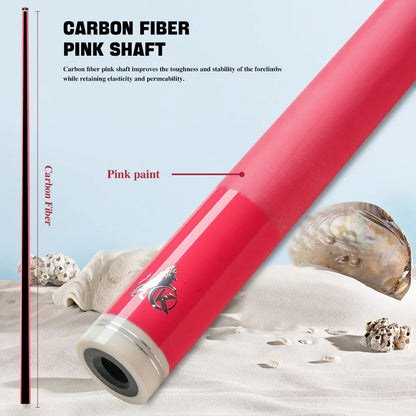 KONLLEN Pink Carbon Fiber Pool Cue Stick for Women KL-Pink-Pro 58" Girlish Lucky Low Deflection Pool Sticks with 12.5mm Tip