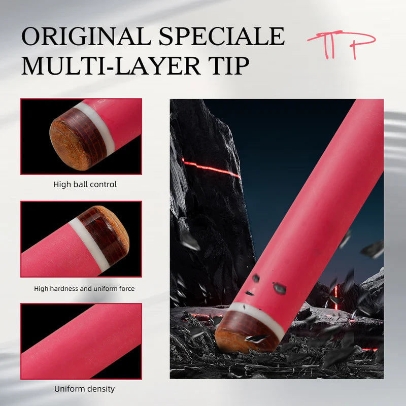 KONLLEN Pink Carbon Fiber Pool Cue Stick for Women KL-Pink-Pro 58" Girlish Lucky Low Deflection Pool Sticks with 12.5mm Tip