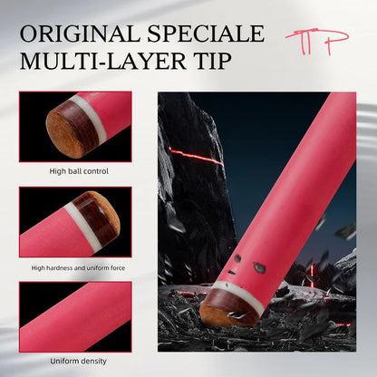 KONLLEN Pink Carbon Fiber Pool Cue Stick for Women KL-Pink-Pro 58" Girlish Lucky Low Deflection Pool Sticks with 12.5mm Tip