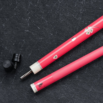 KONLLEN Pink Carbon Fiber Pool Cue Stick for Women KL-Pink-Pro 58" Girlish Lucky Low Deflection Pool Sticks with 12.5mm Tip