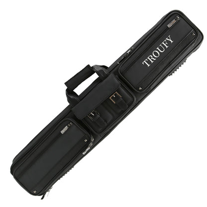 - TROUFY 8-Hole Pool Cue Case - Holds 4 Shafts & 4 Butts, PU Leather Waterproof Billiard Cue Bag (Yellow/Black/Blue)