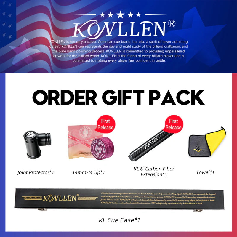 KONLLEN Carbon Fiber All Inlay Pool Cue Stick Leather Wrapless Black Technology Low Deflection Billiard,10.5，11.5，12.5mm,147cmAK-AS-1F