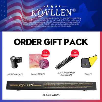 KONLLEN Carbon Fiber All Inlay Pool Cue Stick Leather Wrapless Black Technology Low Deflection Billiard,10.5，11.5，12.5mm,147cmAK-AS-1F