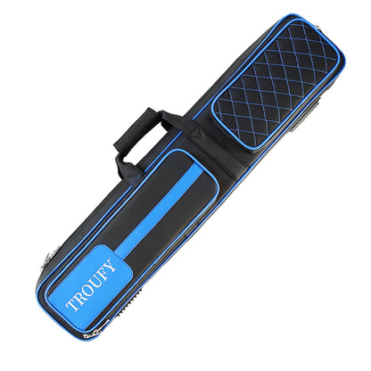 TROUFY 8-Tube Pool Cue Case - Waterproof PU Leather, Holds 4 Shafts & 4 Butts, Includes 2 Accessory Pouches & Extension Storage, Yellow/Red/Blue