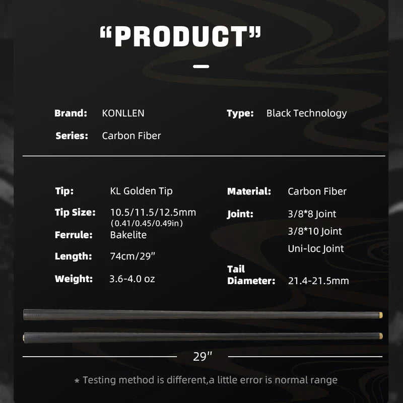 Konllen Carbon Fiber Shaft -Radial / Uniloc/ 3/8*10 Pin - 10.5/11.5/12.5mm ￼