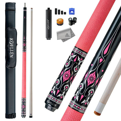 KONLLEN AK-02F Carbon Fiber Pool Cue Stick with 12.5mm Tip Pink Leather Grip Low Deflection Suitable for Woman for Billiard Cue