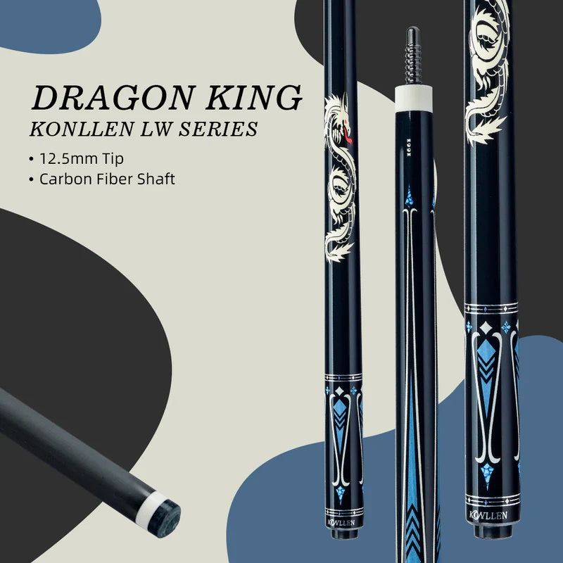 KONLLEN LW Series Carbon Fiber Pool Cue Stick Professional Cues (Full Carbon Technology Low Deflection Billiard Cue Stick,12.5mm,147cm)