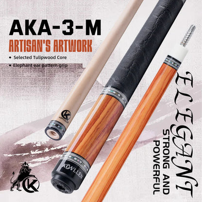KONLLEN Carbon Fiber Pool Cue - AXA Series - Handmade Inlay Cues Stick Precision and Stability Professional Low Deflection Pool Stick with Wooden Pool Cue Box