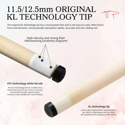 KONLLEN Pool Cue Stick Low Deflection Billiards Cue Stick Young Fashionable 58" Professional Pool Table Sticks Gifts for Adults -12.5mm Tip, 3/8 * 8Joint, Weight 19OZ