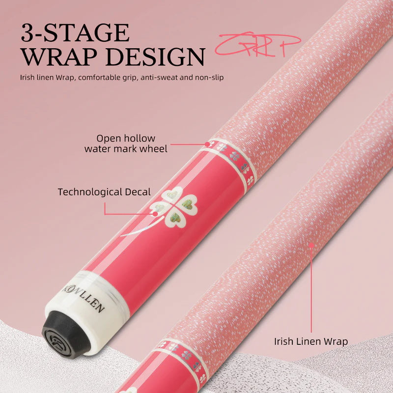 KONLLEN Pool Cue Stick Low Deflection Billiards Cue Stick Young Fashionable 58" Professional Pool Table Sticks Gifts for Adults -12.5mm Tip, 3/8 * 8Joint, Weight 19OZ