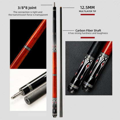 KONLLEN Carbon Fiber All Inlay Pool Cue Stick Leather Wrapless Black Technology Low Deflection Billiard,10.5，11.5，12.5mm,147cmAK-AS-1F