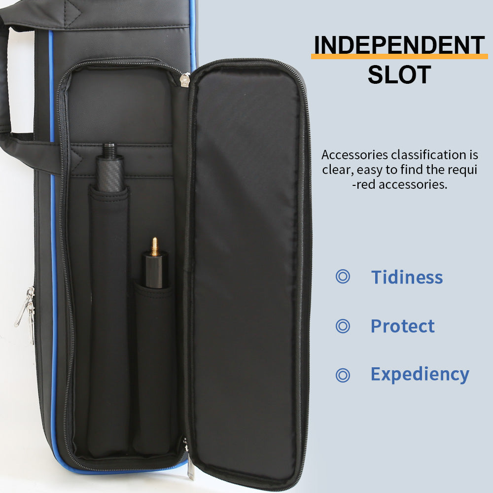 TROUFY 8-Tube Pool Cue Case - Waterproof PU Leather, Holds 4 Shafts & 4 Butts, Includes 2 Accessory Pouches & Extension Storage, Yellow/Red/Blue