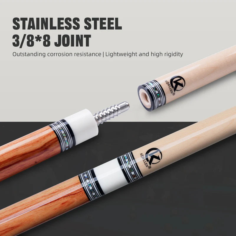 KONLLEN Carbon Fiber Pool Cue - AXA Series - Handmade Inlay Cues Stick Precision and Stability Professional Low Deflection Pool Stick with Wooden Pool Cue Box