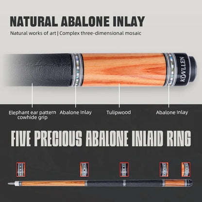 KONLLEN Carbon Fiber Pool Cue - AXA Series - Handmade Inlay Cues Stick Precision and Stability Professional Low Deflection Pool Stick with Wooden Pool Cue Box