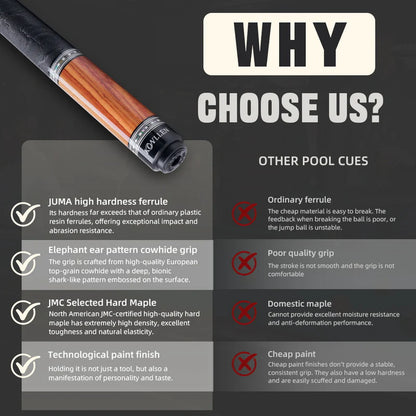 KONLLEN Carbon Fiber Pool Cue - AXA Series - Handmade Inlay Cues Stick Precision and Stability Professional Low Deflection Pool Stick with Wooden Pool Cue Box