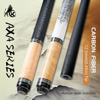 KONLLEN Carbon Fiber Pool Cue - AXA Series - Handmade Inlay Cues Stick Precision and Stability Professional Low Deflection Pool Stick with Wooden Pool Cue Box