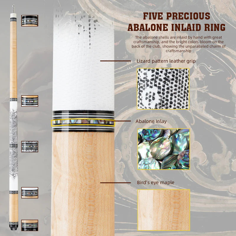 KONLLEN Carbon Fiber Pool Cue - AXA Series - Handmade Inlay Cues Stick Precision and Stability Professional Low Deflection Pool Stick with Wooden Pool Cue Box