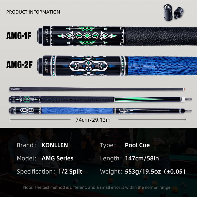 Konllen Spectra Series – Midnight Black / Granny Smith Pool Cue – AK-03F