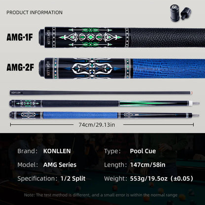 Konllen Spectra Series – Midnight Black / Granny Smith Pool Cue – AK-03F