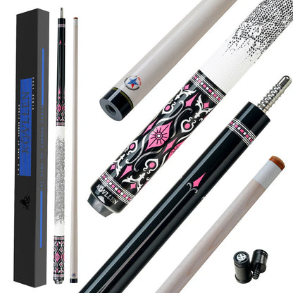 KONLLEN AK-02F Carbon Fiber Pool Cue Stick with 12.5mm Tip Pink Leather Grip Low Deflection Suitable for Woman for Billiard Cue
