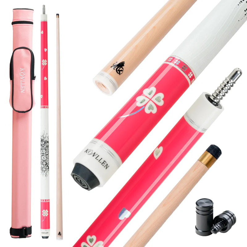 Konllen Blossom Series – Clover / Lizard-grain Cowhide Grip Pool Cue – AK-P2