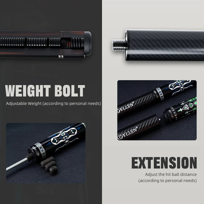 Konllen Spectra Series – Midnight Black / Granny Smith Pool Cue – AK-03F