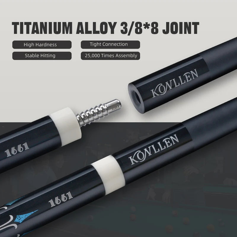 KONLLEN Carbon Fiber Pool Cue Stick Professional Cues (Full Carbon Technology Low Deflection Billiard Cue Stick,12.5mm,147cm