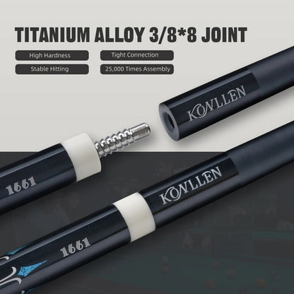 KONLLEN Carbon Fiber Pool Cue Stick Professional Cues (Full Carbon Technology Low Deflection Billiard Cue Stick,12.5mm,147cm