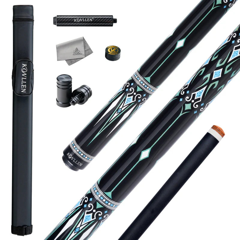KONLLEN AK-15WBF Series Carbon Fiber Pool Cue Stick Professional Cues Leather Wrap/Wrapless Full Carbon Technology Low Deflection Billiard Cue Stick 147cm 12.5mm Tip