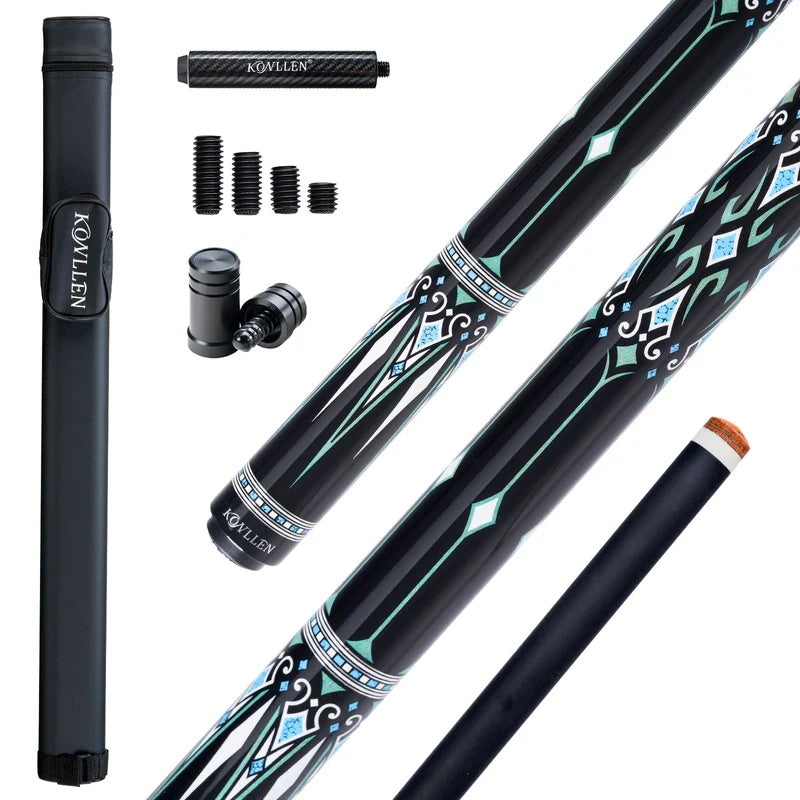 KONLLEN AK-15WBF Series Carbon Fiber Pool Cue Stick Professional Cues Leather Wrap/Wrapless Full Carbon Technology Low Deflection Billiard Cue Stick 147cm 12.5mm Tip