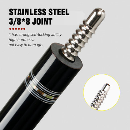 KONLLEN Carbon Fiber All Inlay Pool Cue Stick Leather Wrapless Black Technology Low Deflection Billiard,10.5，11.5，12.5mm,147cmAK-AS-1F