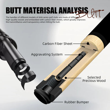 KONLLEN Carbon Fiber Pool Cue - AXA Series - Handmade Inlay Cues Stick Precision and Stability Professional Low Deflection Pool Stick with