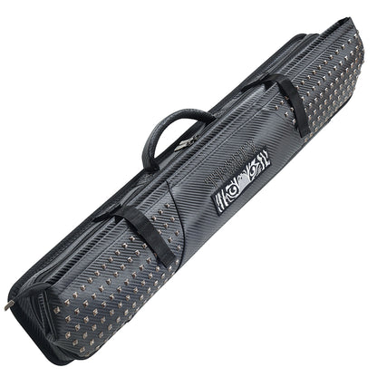 TROUFY 9 Holes Carbon Texture Pool Cue Case | Holds 5 Shafts & 4 Butts | Waterproof PU Leather | Black, Red, Grey