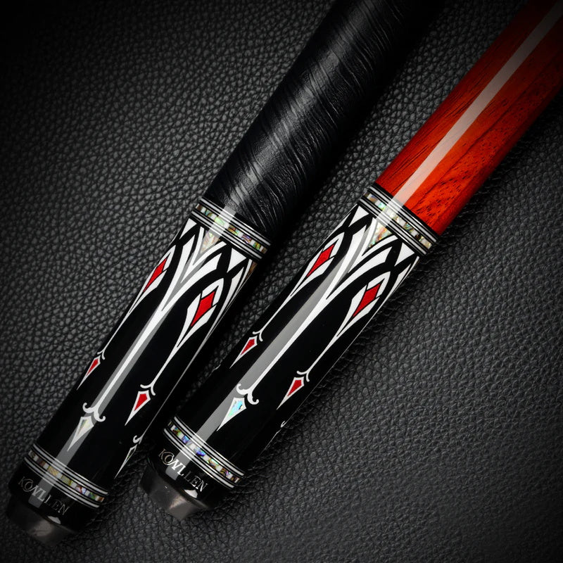 KONLLEN Carbon Fiber All Inlay Pool Cue Stick Leather Wrapless Black Technology Low Deflection Billiard,10.5，11.5，12.5mm,147cmAK-AS-1F