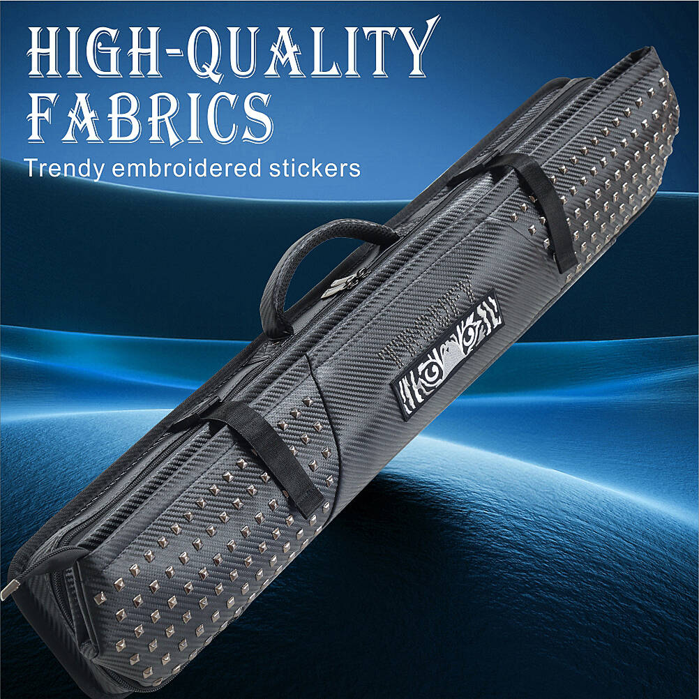 TROUFY 9 Holes Carbon Texture Pool Cue Case | Holds 5 Shafts & 4 Butts | Waterproof PU Leather | Black, Red, Grey