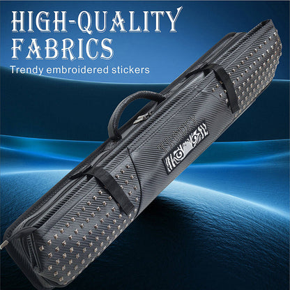 TROUFY 9 Holes Carbon Texture Pool Cue Case | Holds 5 Shafts & 4 Butts | Waterproof PU Leather | Black, Red, Grey